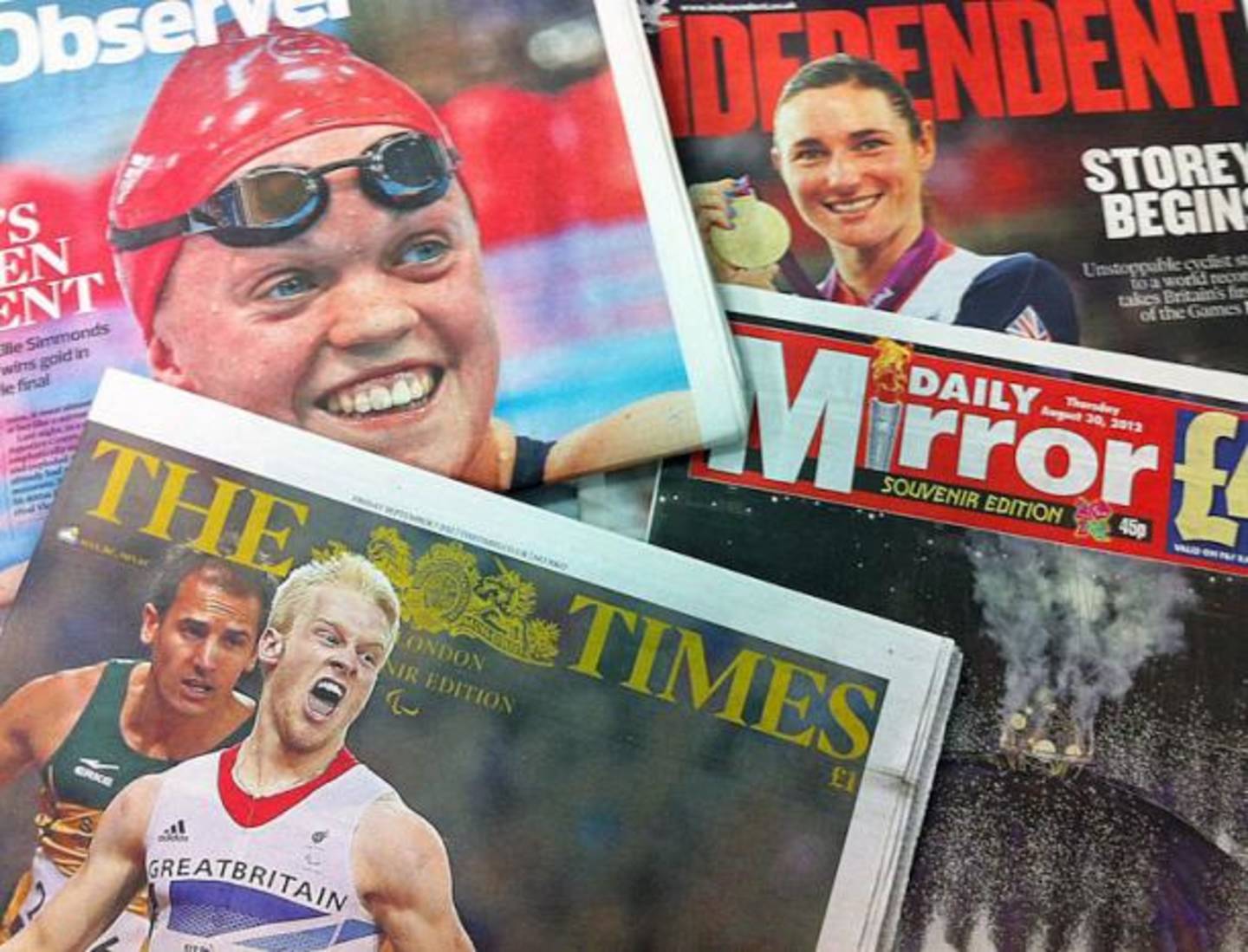 2012 Paralympics coverage on newspaper front pages