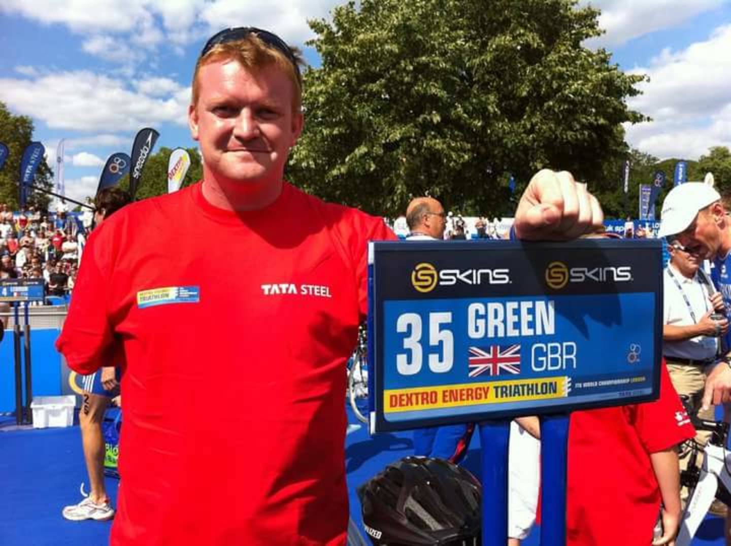 Image shows Danny Green before start of triathlon race.