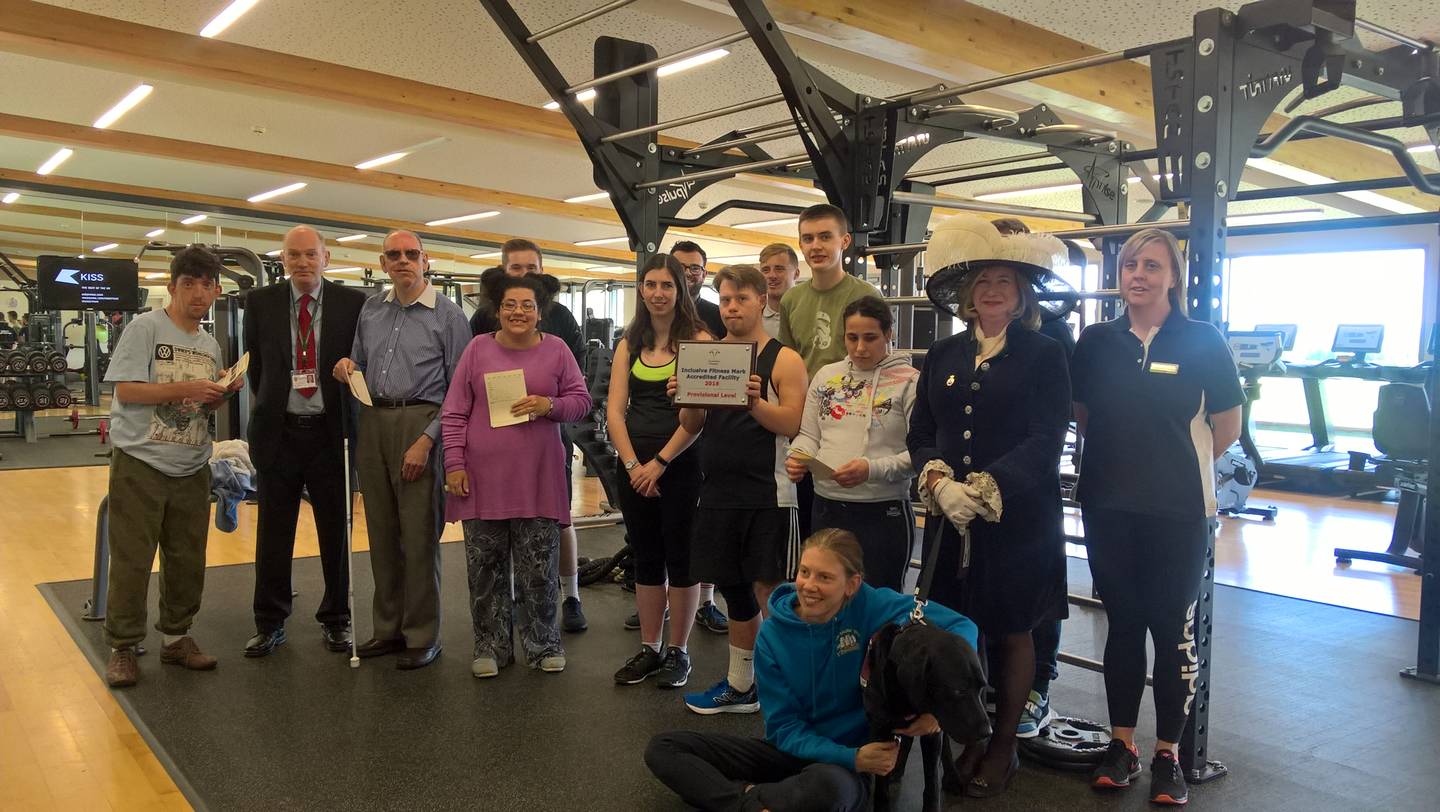 Uppingham School Sports Centre staff and students at the Inclusive Fitness Initiative Award presentation