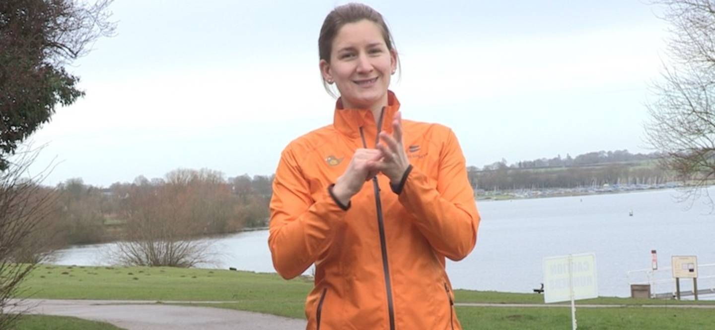 Philippa signing on parkrun BSL video