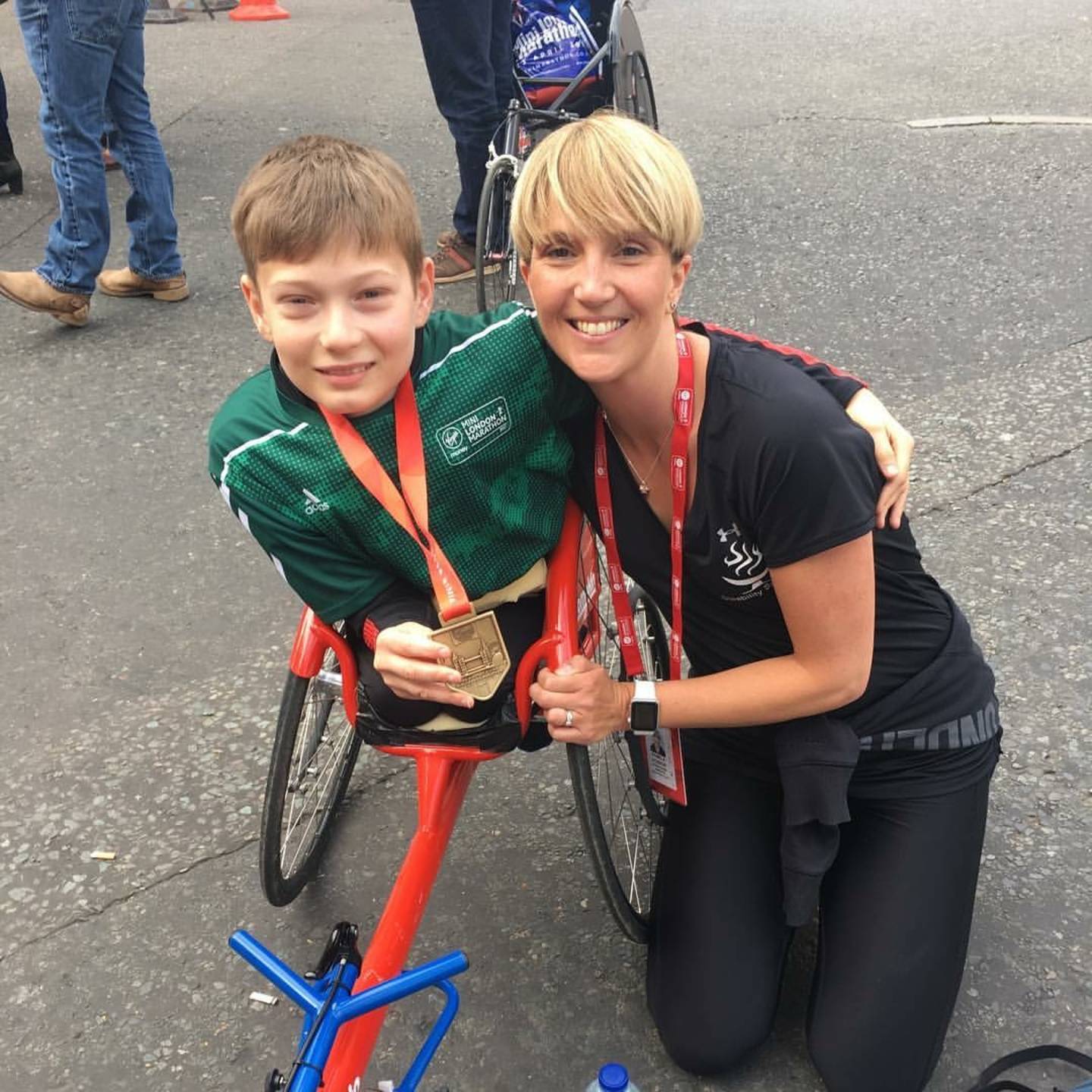 Pamela with an athlete