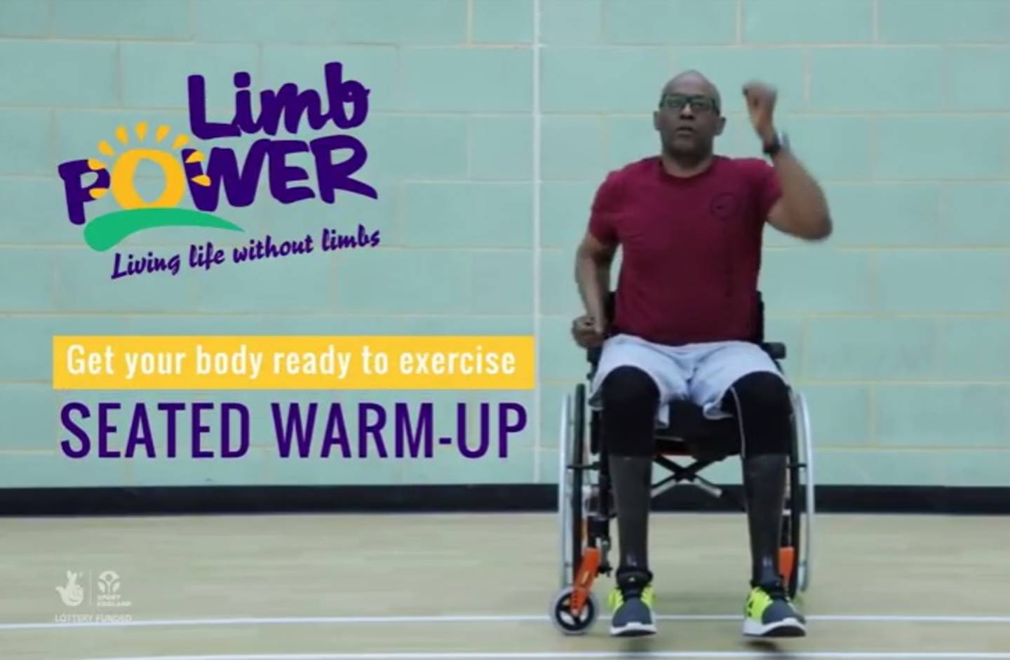 Screenshot of seated exercise warm up video