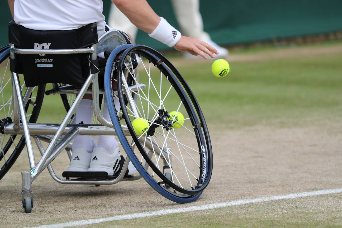 Wheelchair tennis on grass court