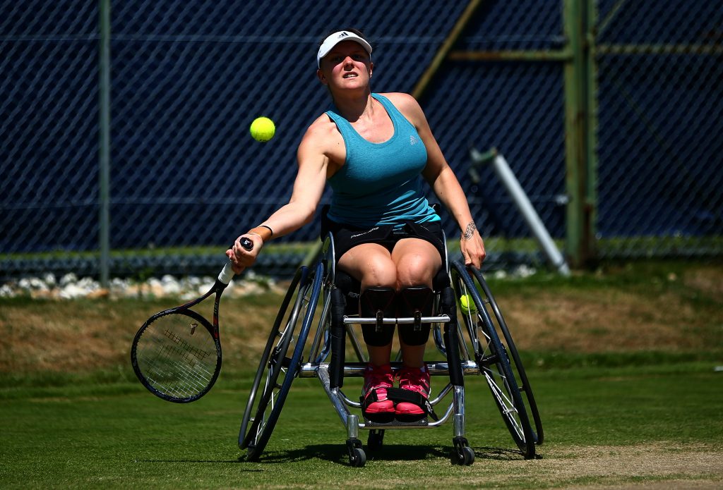 Jordanne Whiley playing wheelchair tennis