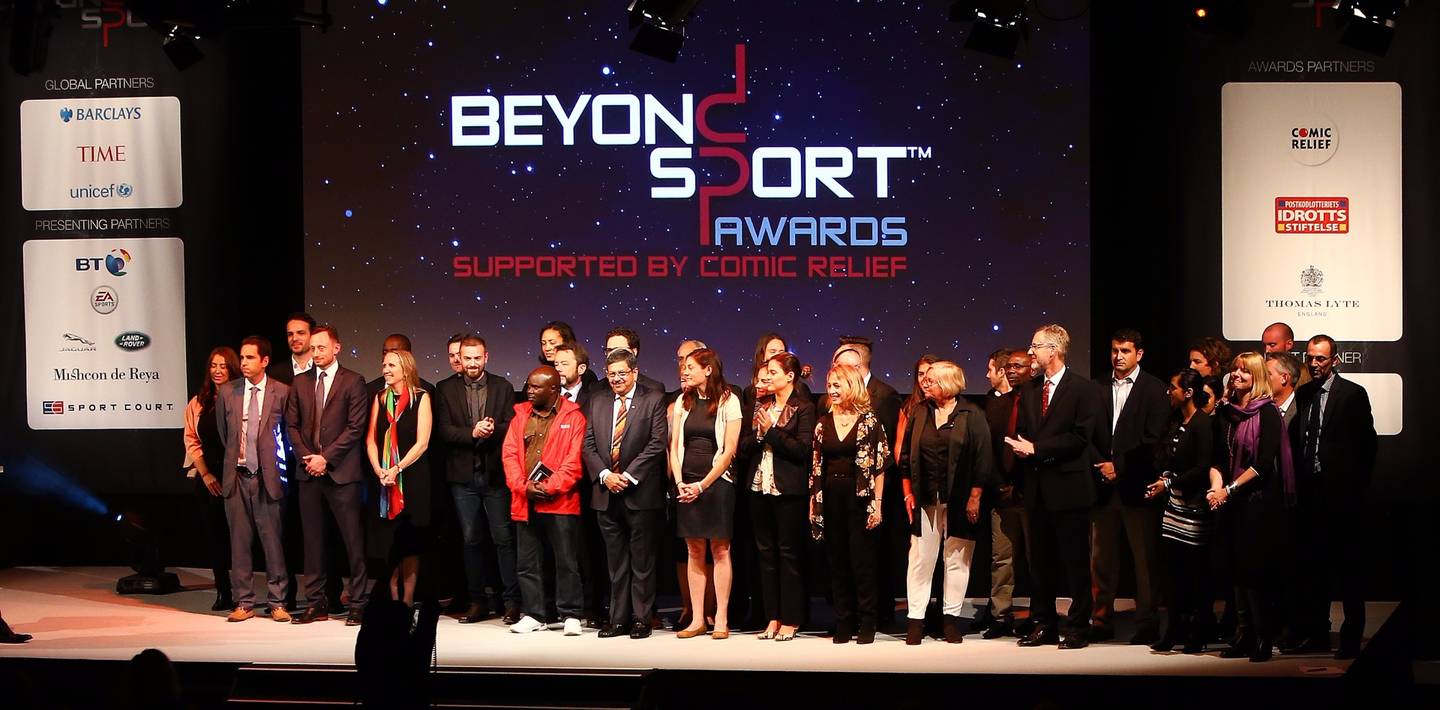 Winners on the Beyond Sport Awards stage