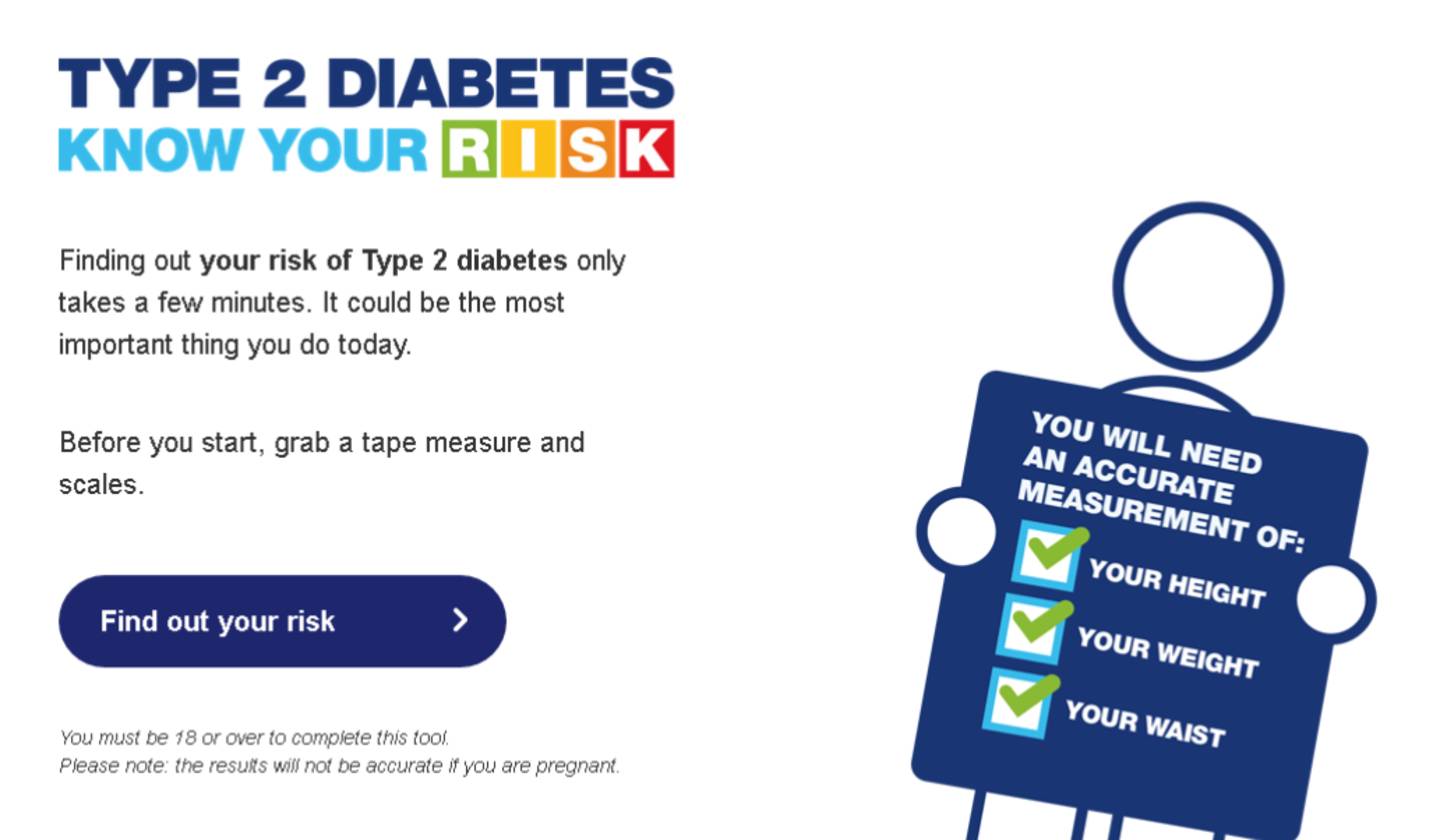 Know Your Risk diabetes tool screenshot