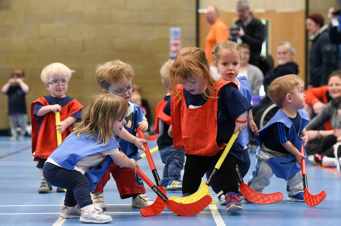 Children playing hockey