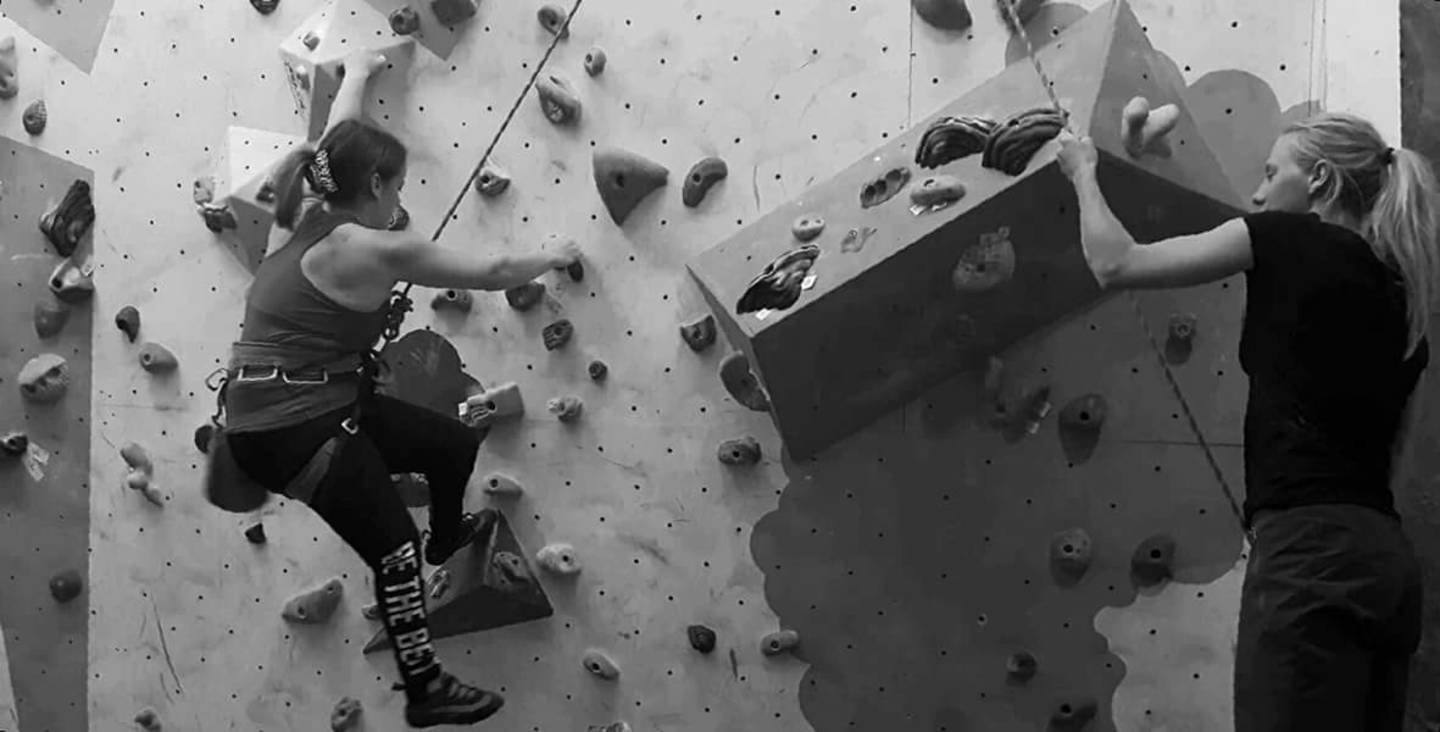 Lauren Sanders on the wall in an indoor climbing centre