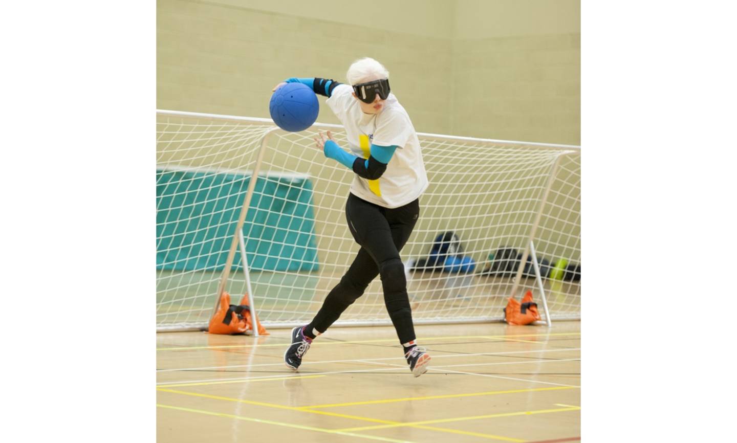 Sarah playing Goalball