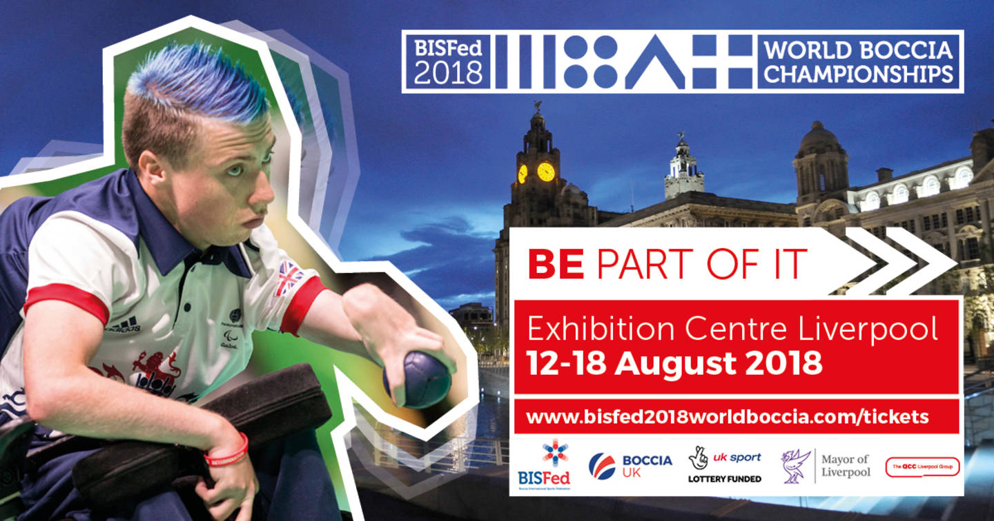 Promotional event image for World Boccia Championships 2018.
