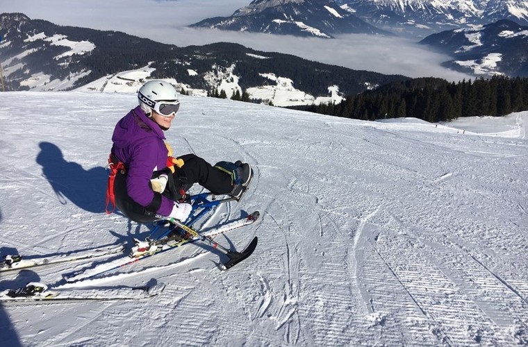 Ruth skiing on the slopes. 