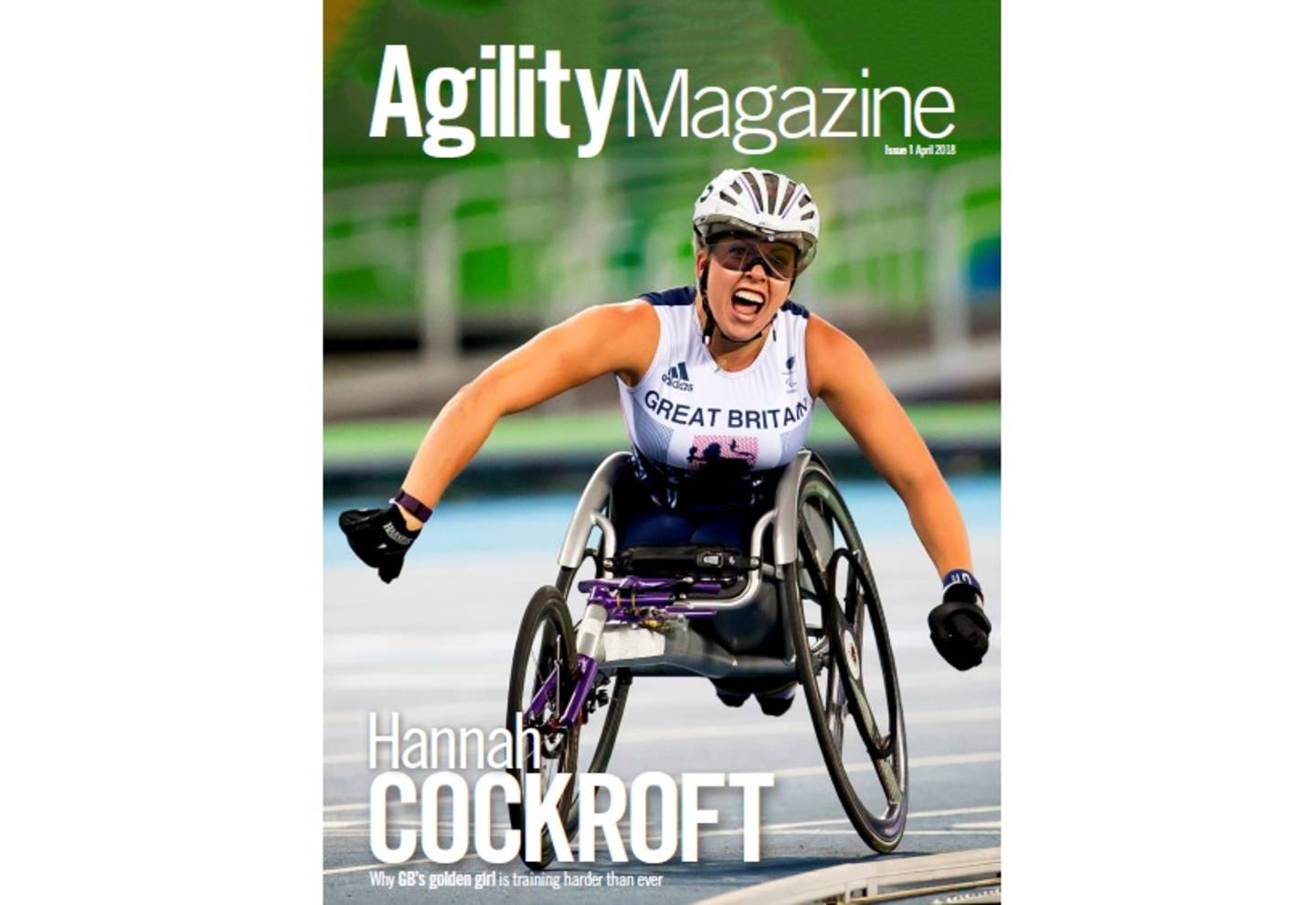 Front cover of first edition of Agility Magazine featuring Hannah Cockroft