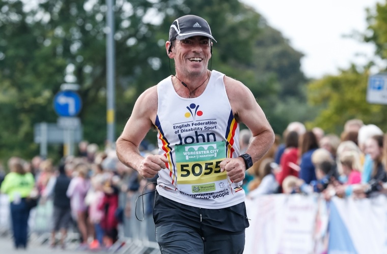 John running the Worcester City half marathon. 