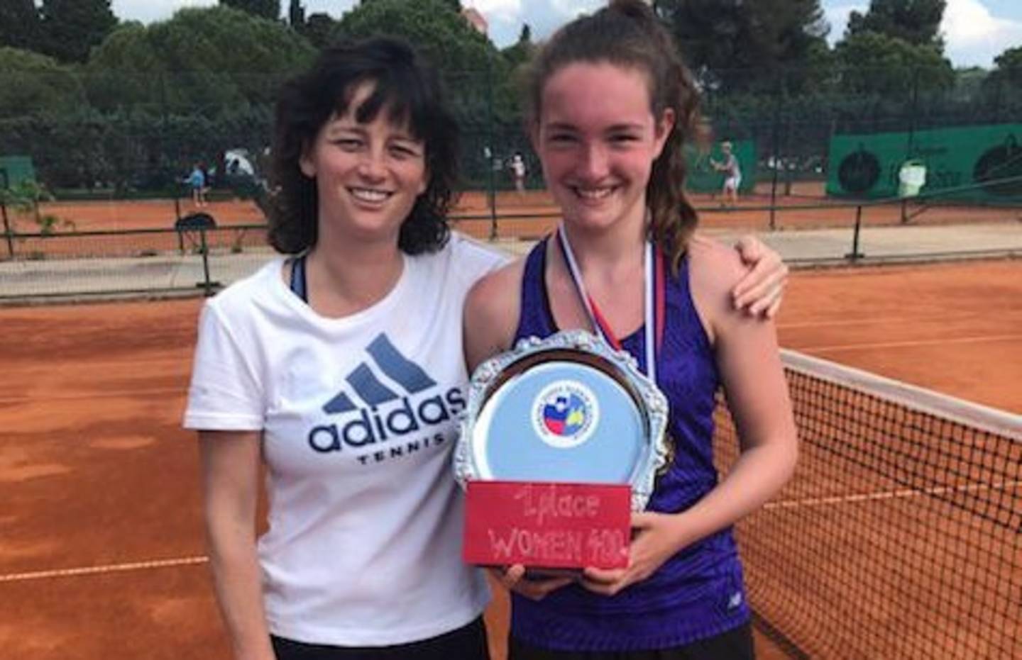 Phoebe Suthers Slovenia Open Women's Singles Champion with Catherine Fletcher National Deaf Tennis Coach