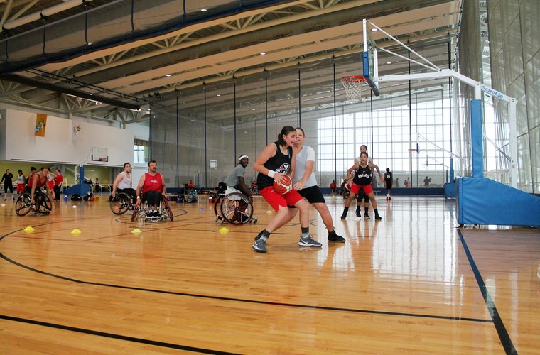 Participants at inclusion zone basketball session in Canada