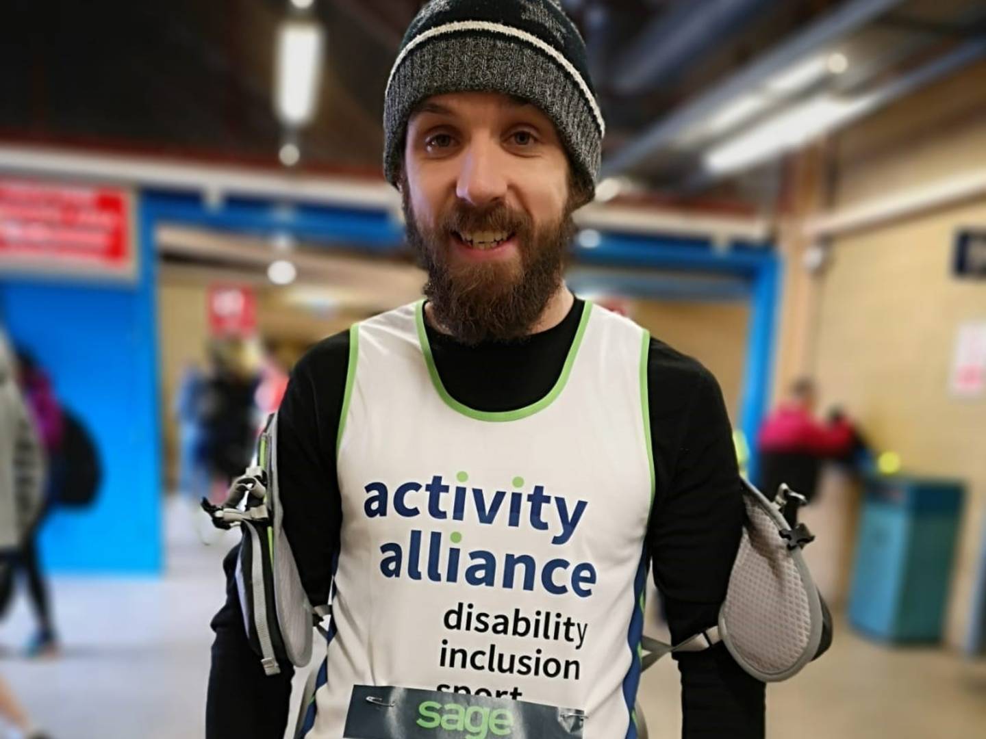 Chris Hewitson at Reading Half Marathon 2019 wearing Activity Alliance running vest