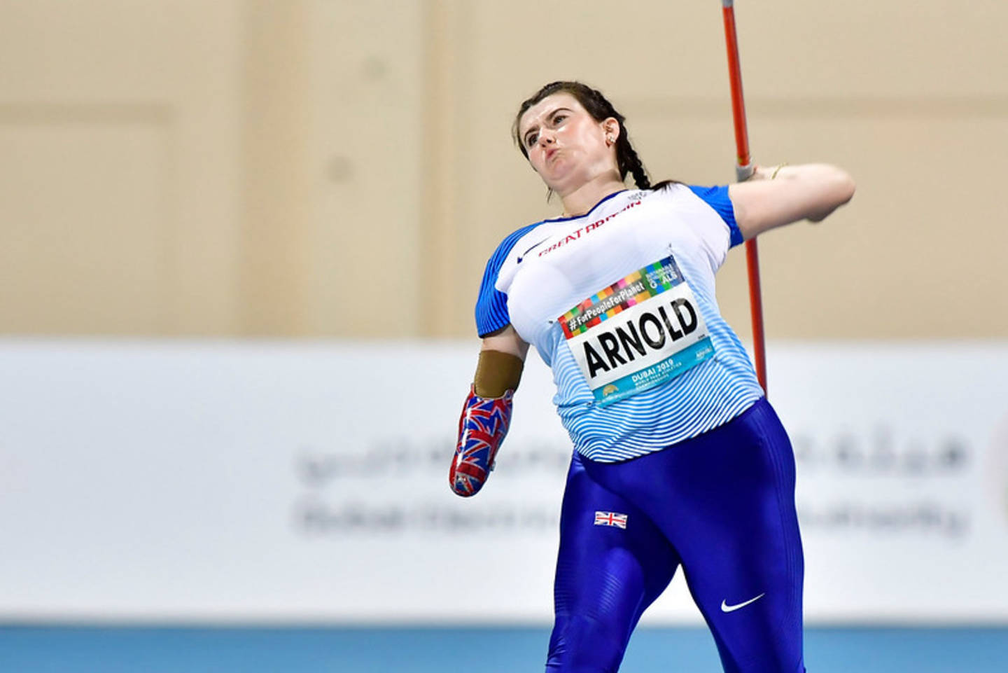 Holly Arnold throwing javelin at World Para Athletics Championships 2019 
