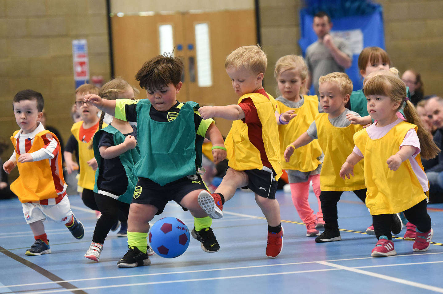 Game of football in sports hall at DSAuk National Games