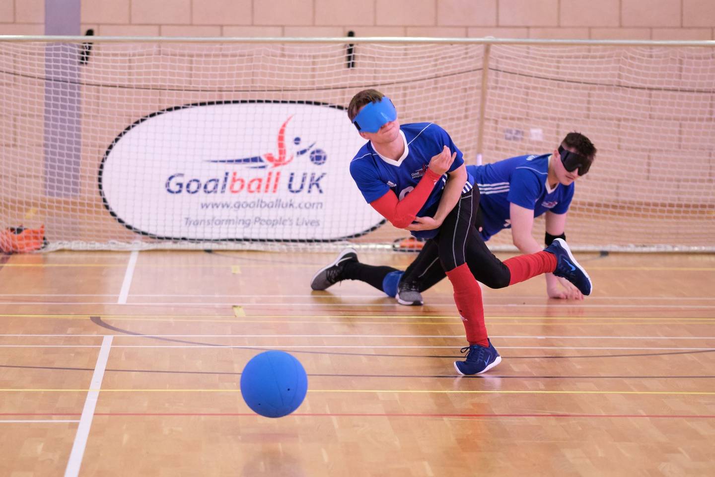 Two people playing Goalball 