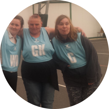 Alison Evans and her netball team