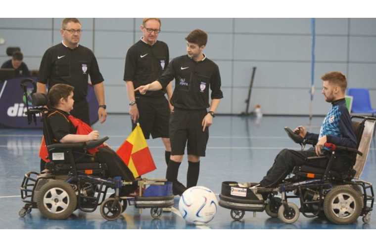 Image shows kick off at Powerchair final at FA Disability Cup 2016