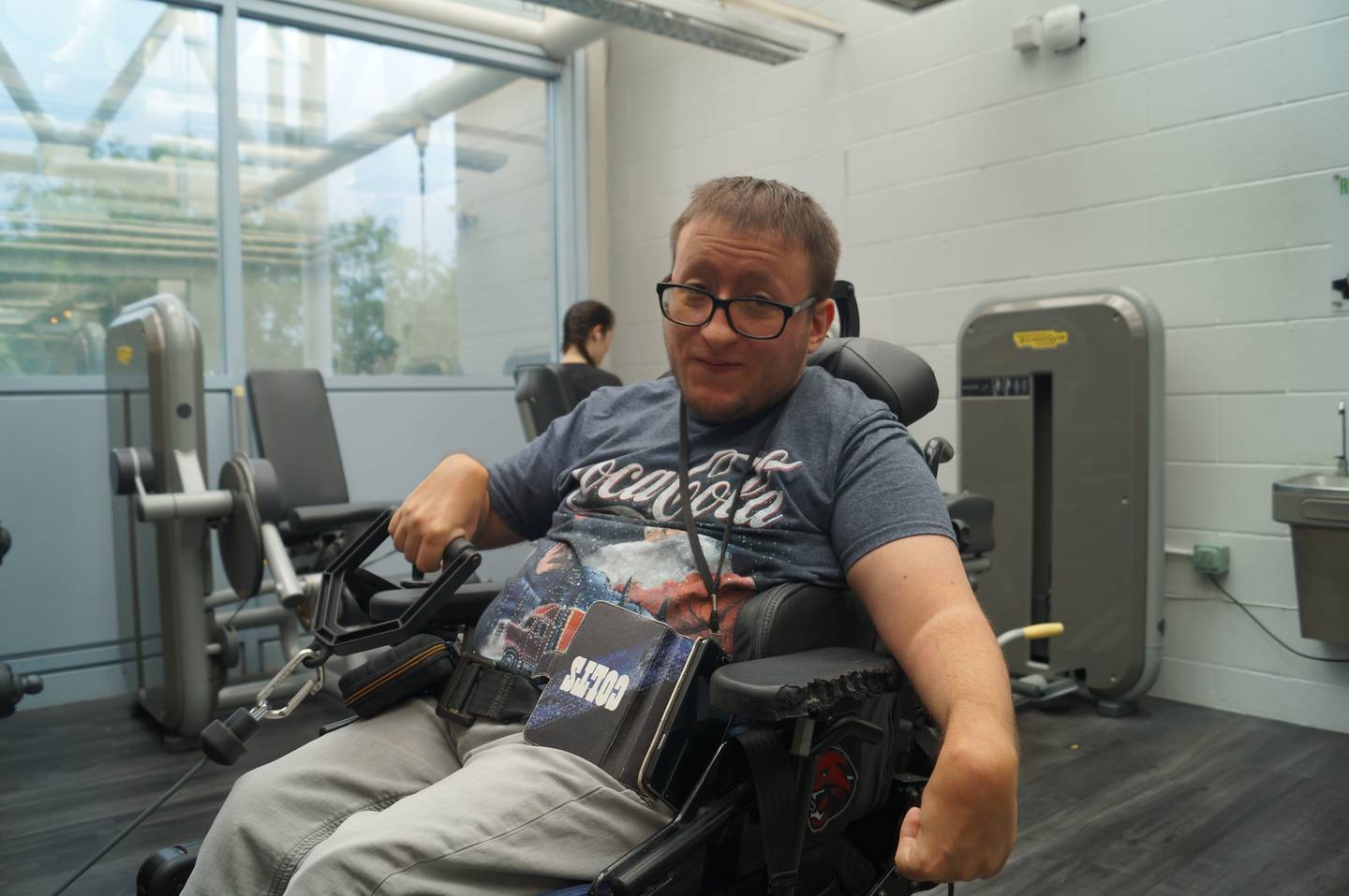 Liam Adams exercising in the Abbey Leisure Centre