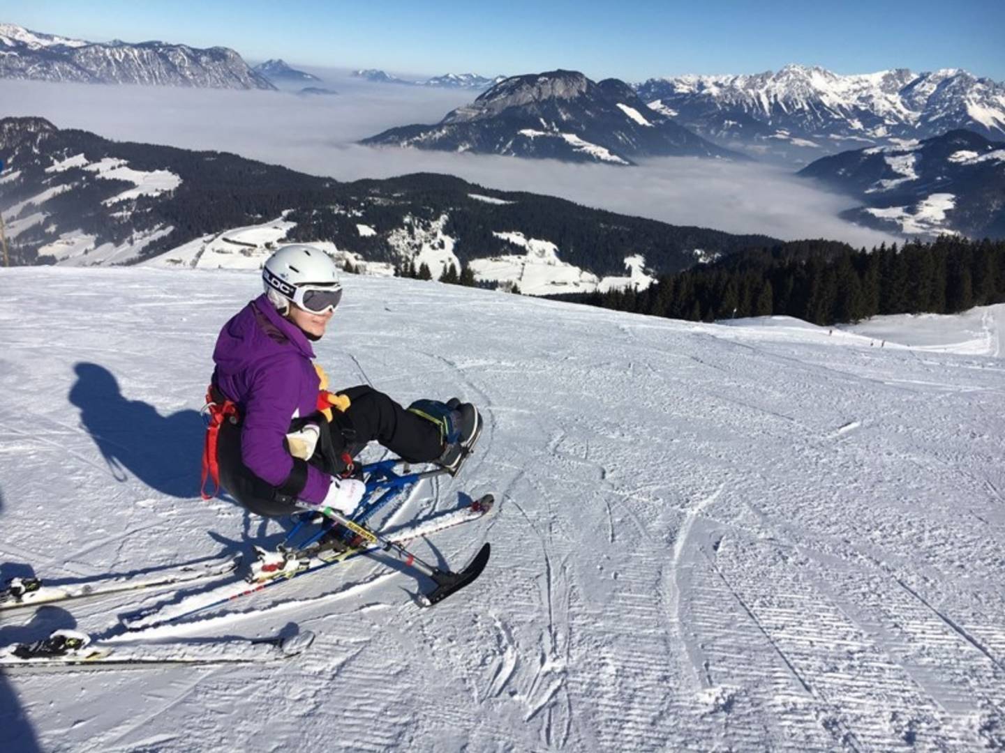 Ruth skiing on the slopes. 