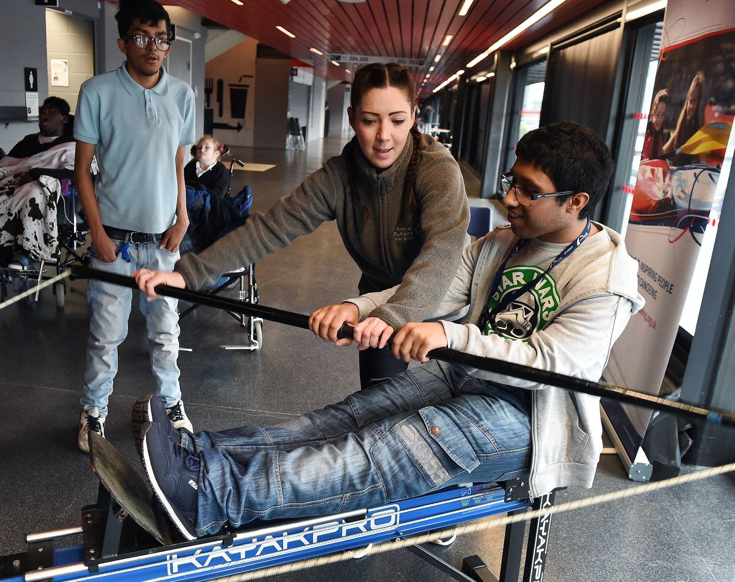 Person taking part in adapted rowing