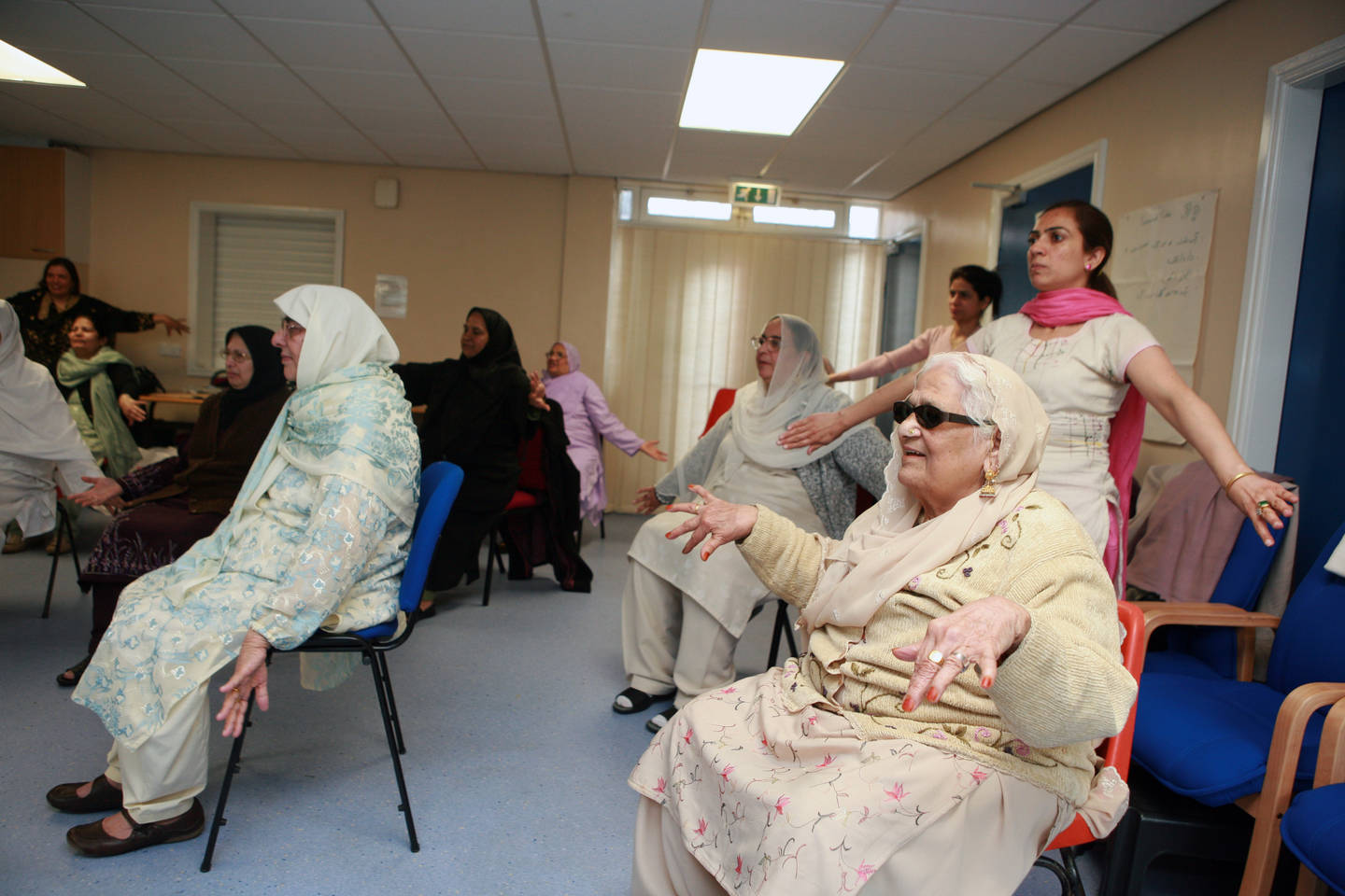 Women in an exercise class 