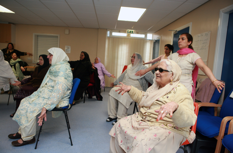 Women in an exercise class 