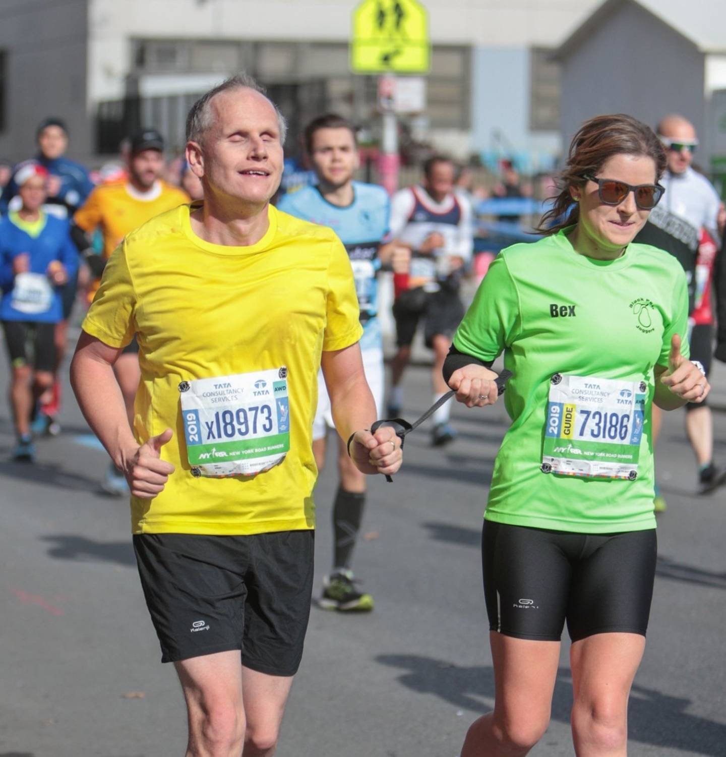 Dave and Bex running the New York City Marathon