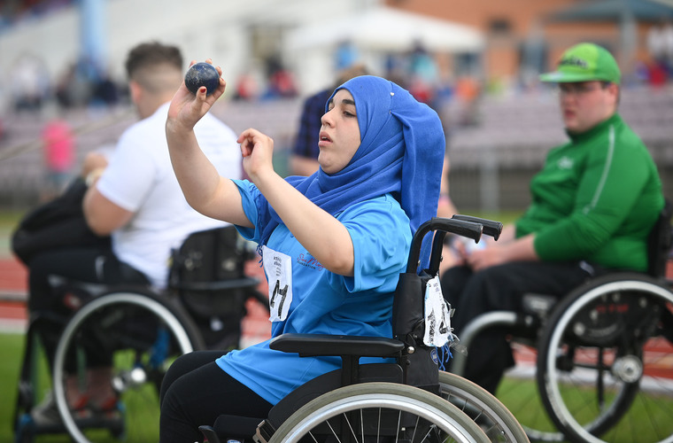 Junior athlete taking part in shotput at National Junior Athletics Championships 2019