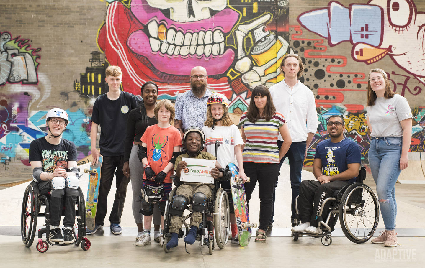 Participants at GOGA Nottingham skate park activity session  