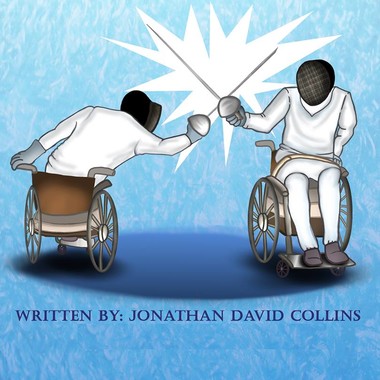 Jon Collins 'into the frame' book front cover of two people fencing. 