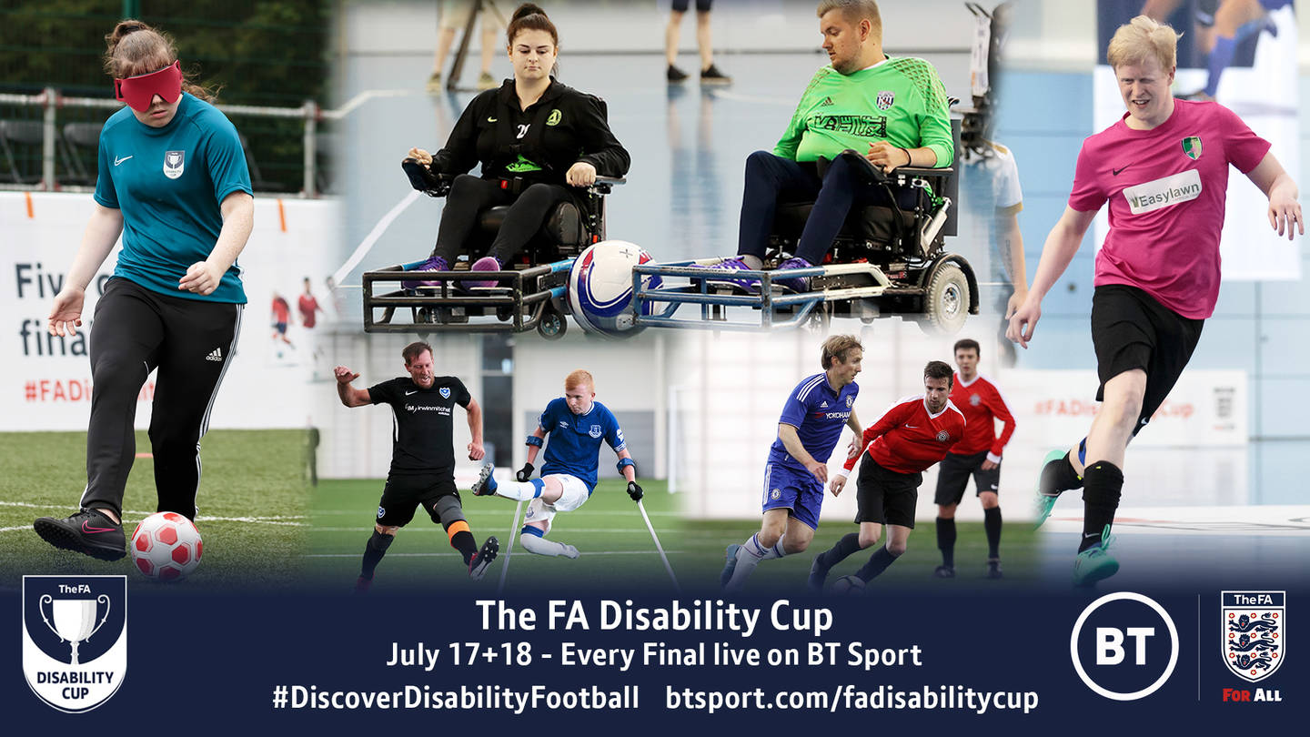 various images of people taking part in the FA's Disability Cup