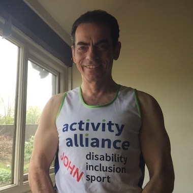 John Somerville in Activity Alliance running vest top 