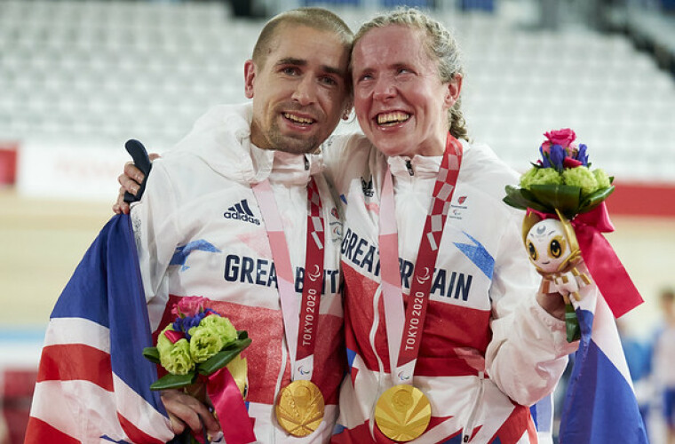 Paracyclists Neil and Lora Fachie won gold in Tokyo velodrome