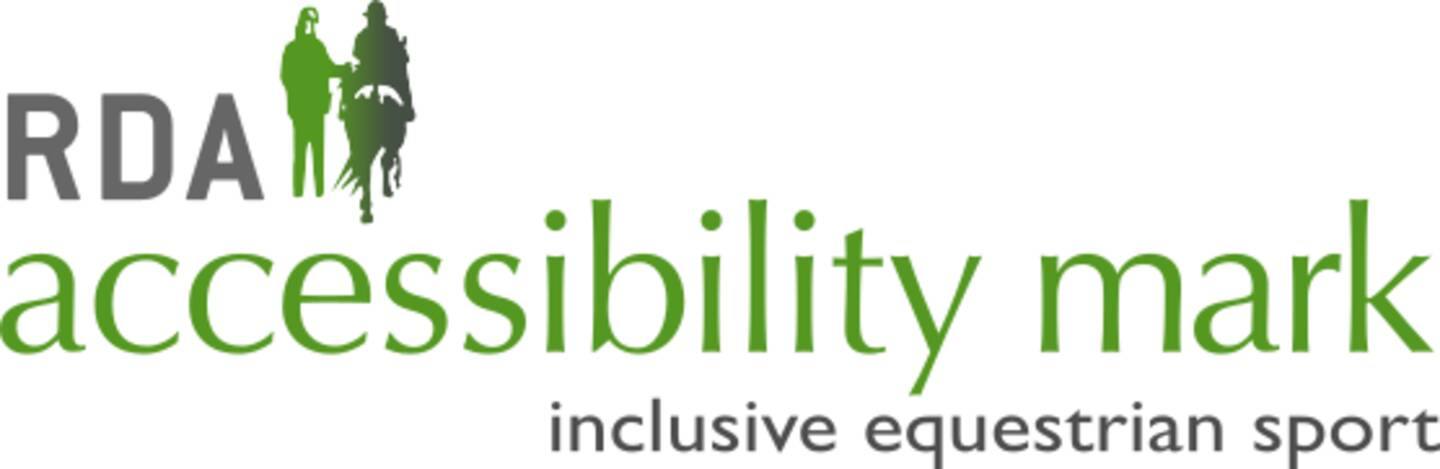 RDA Accessibility Mark logo with text saying inclusive equestrian sport. 