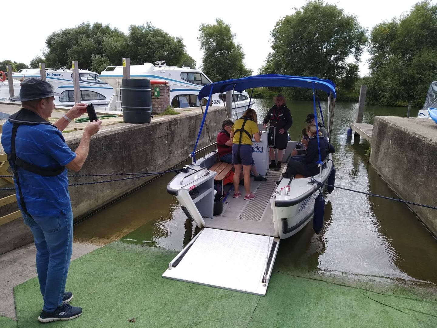 A group of people on one of Wallingford Accessible Boat Club's boats. 
