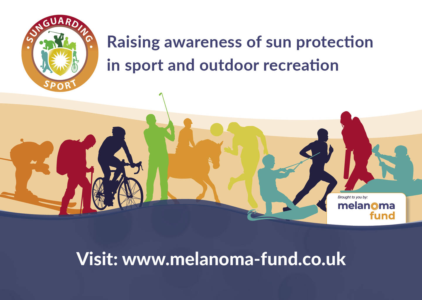 Poster of campaign with text that reads raising awareness of sun protection in sport and outdoor recreation. 