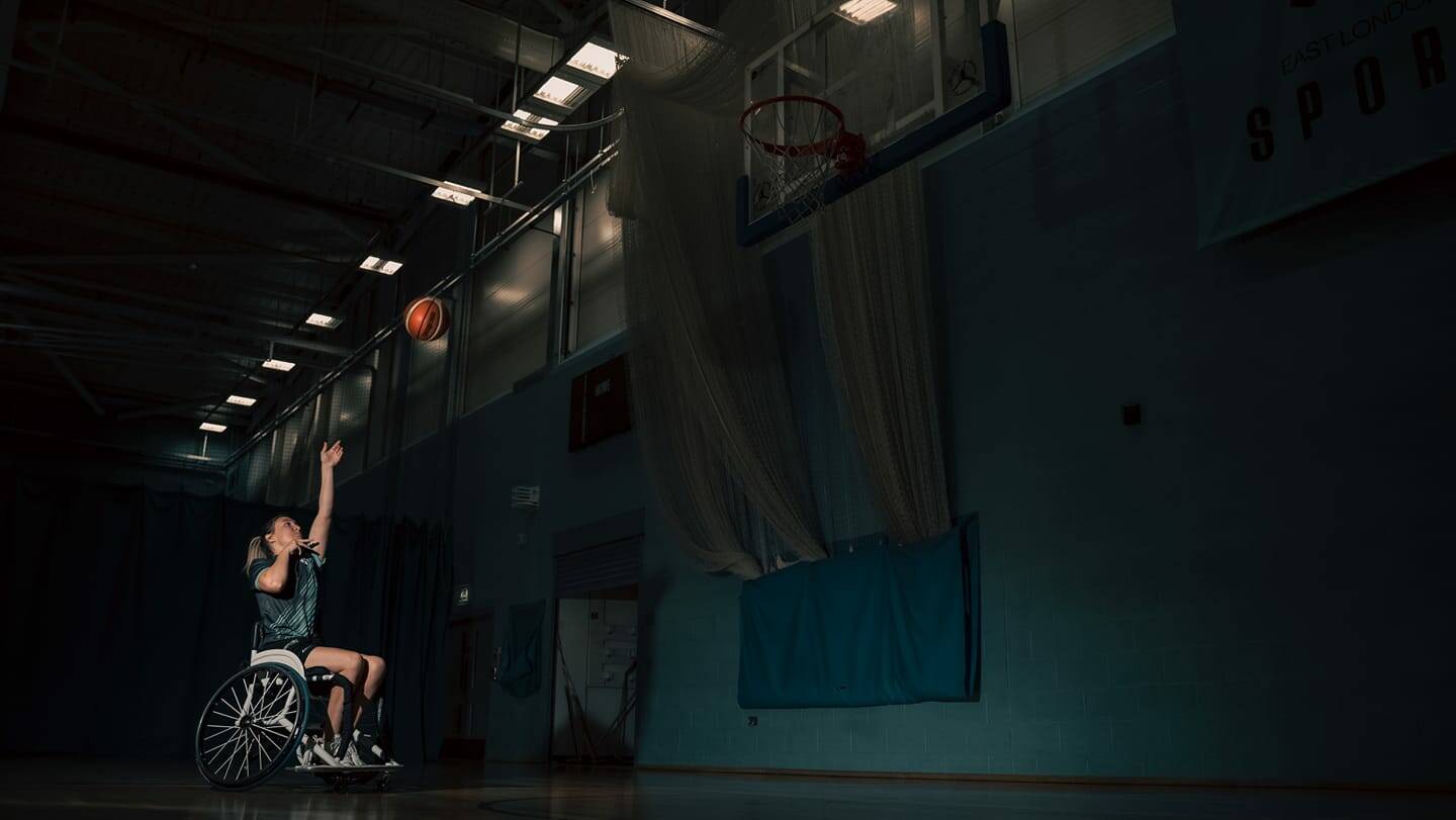 Eve Roberts playing basketball.