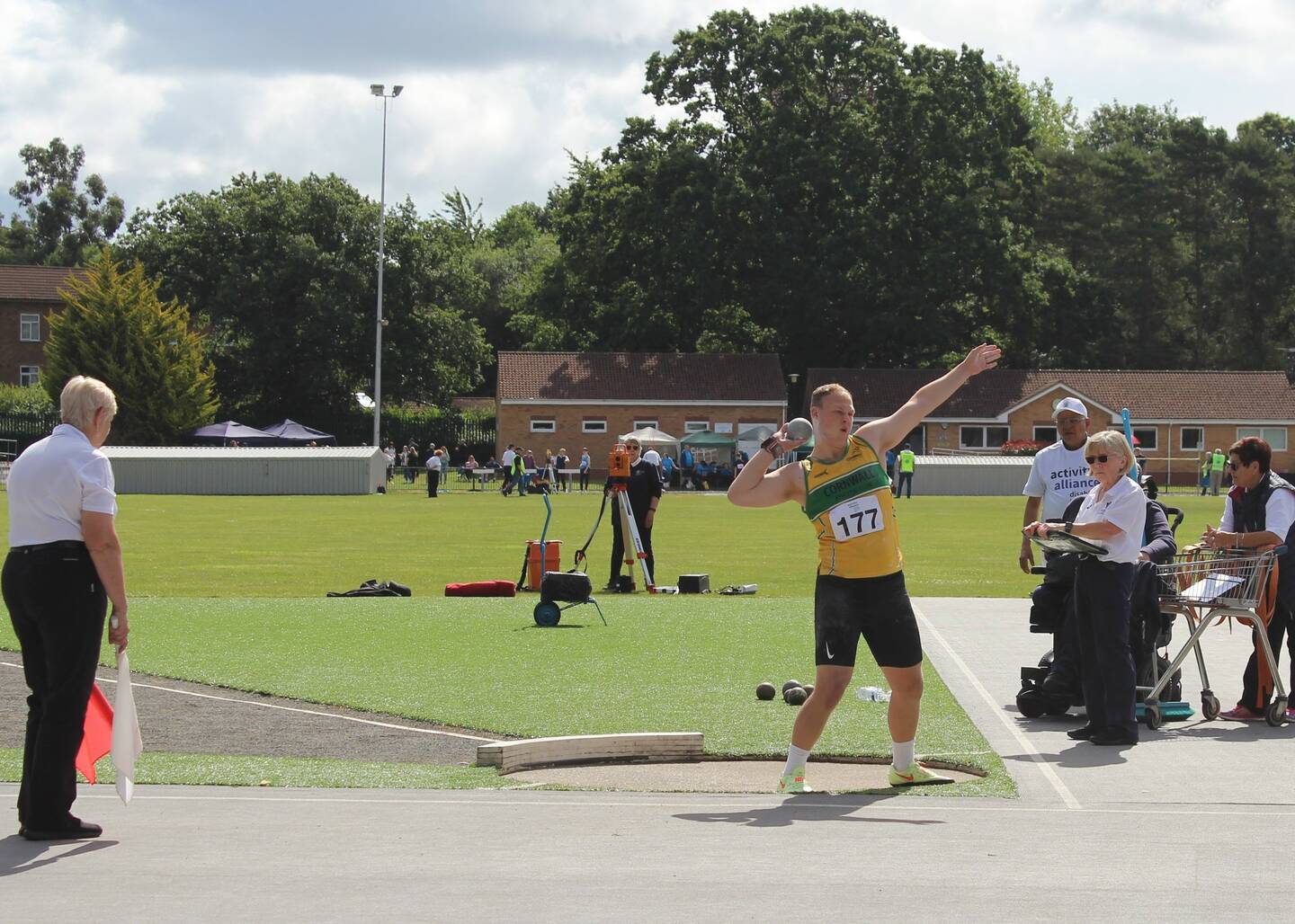 Fabio getting ready to throw a shot put