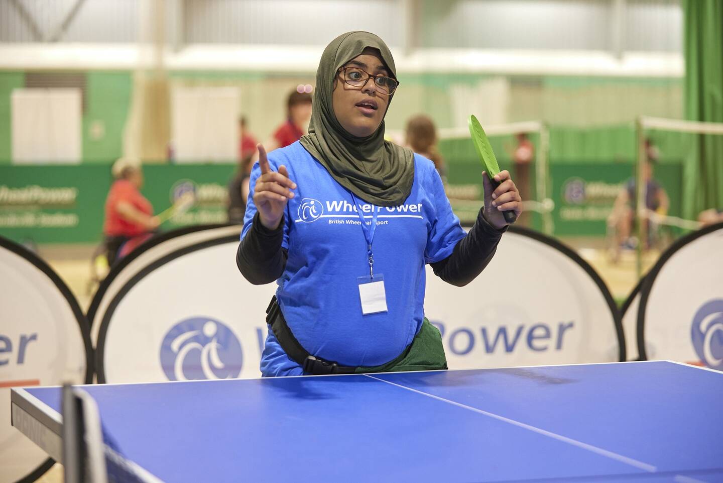 Girl playing table tennis at WheelPower National Junior Games 2022