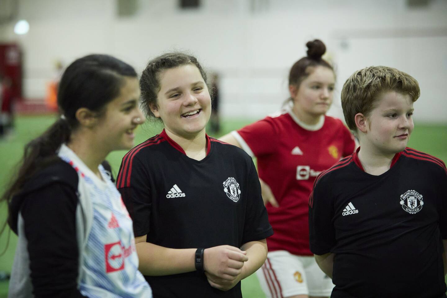 A group of young people in a training session at Manchester united fc foundation