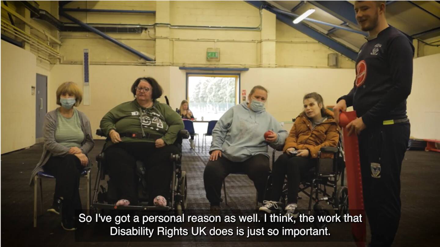 Screenshot from Get Yourself Active video showing people playing boccia