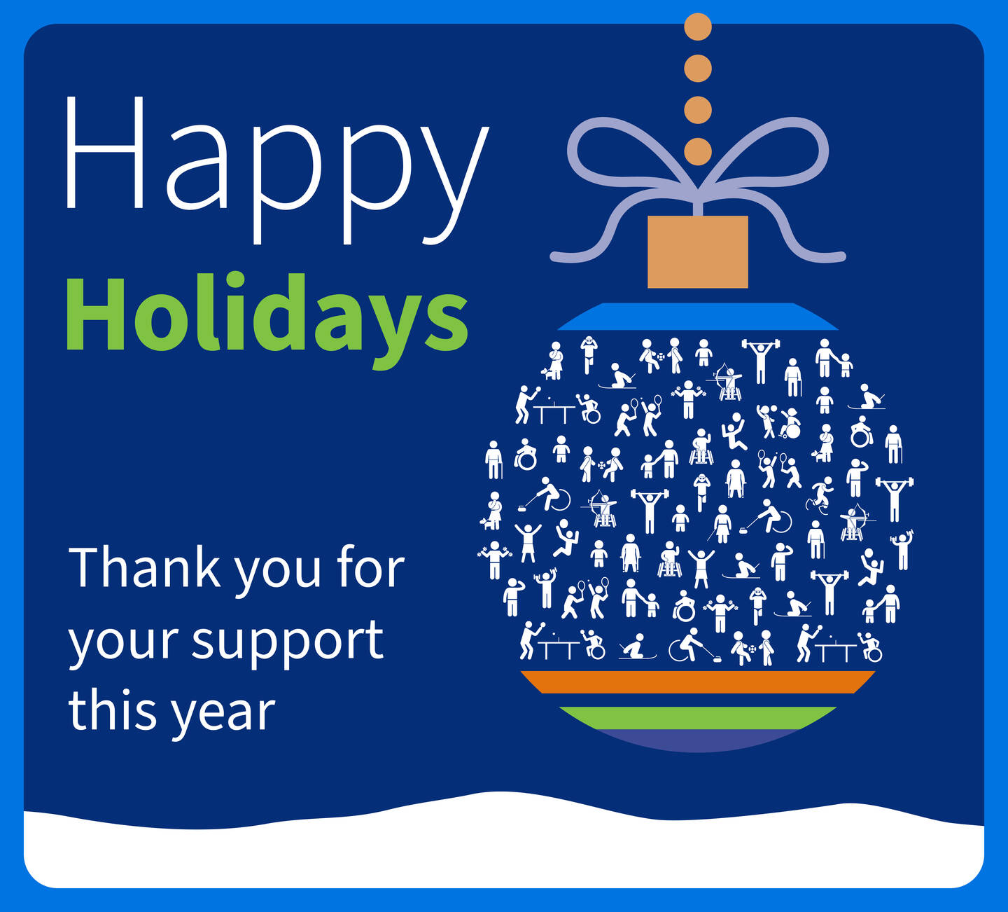 The activity alliance Christmas graphic. A bauble is made up of lost of people playing sports.