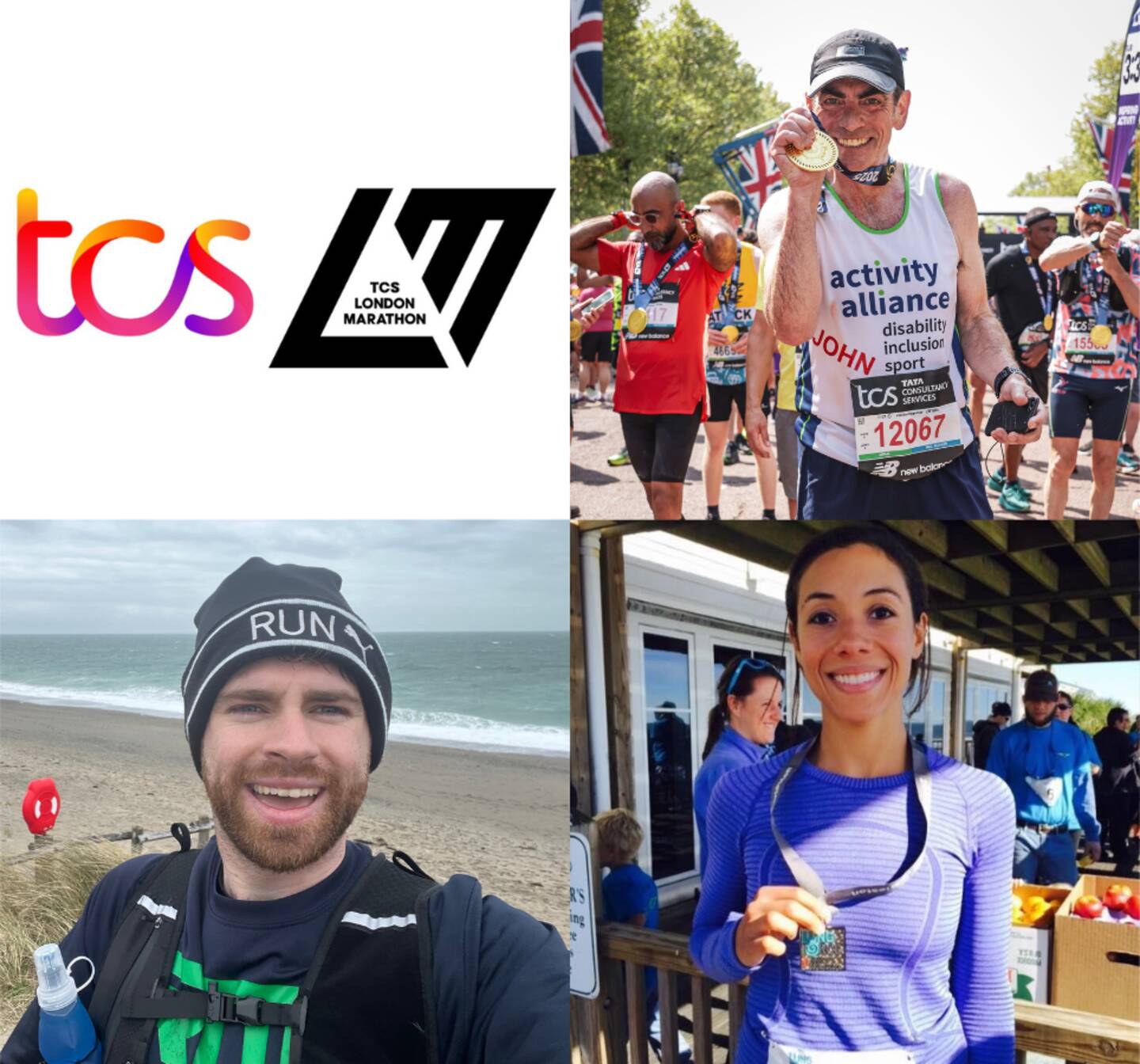 An image of three people and the London Marathon logo