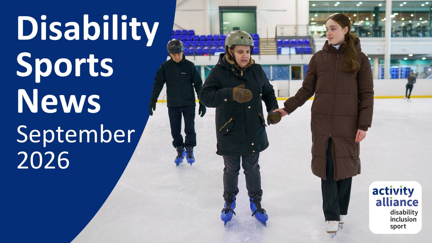 Three people during an inclusive ice skating session